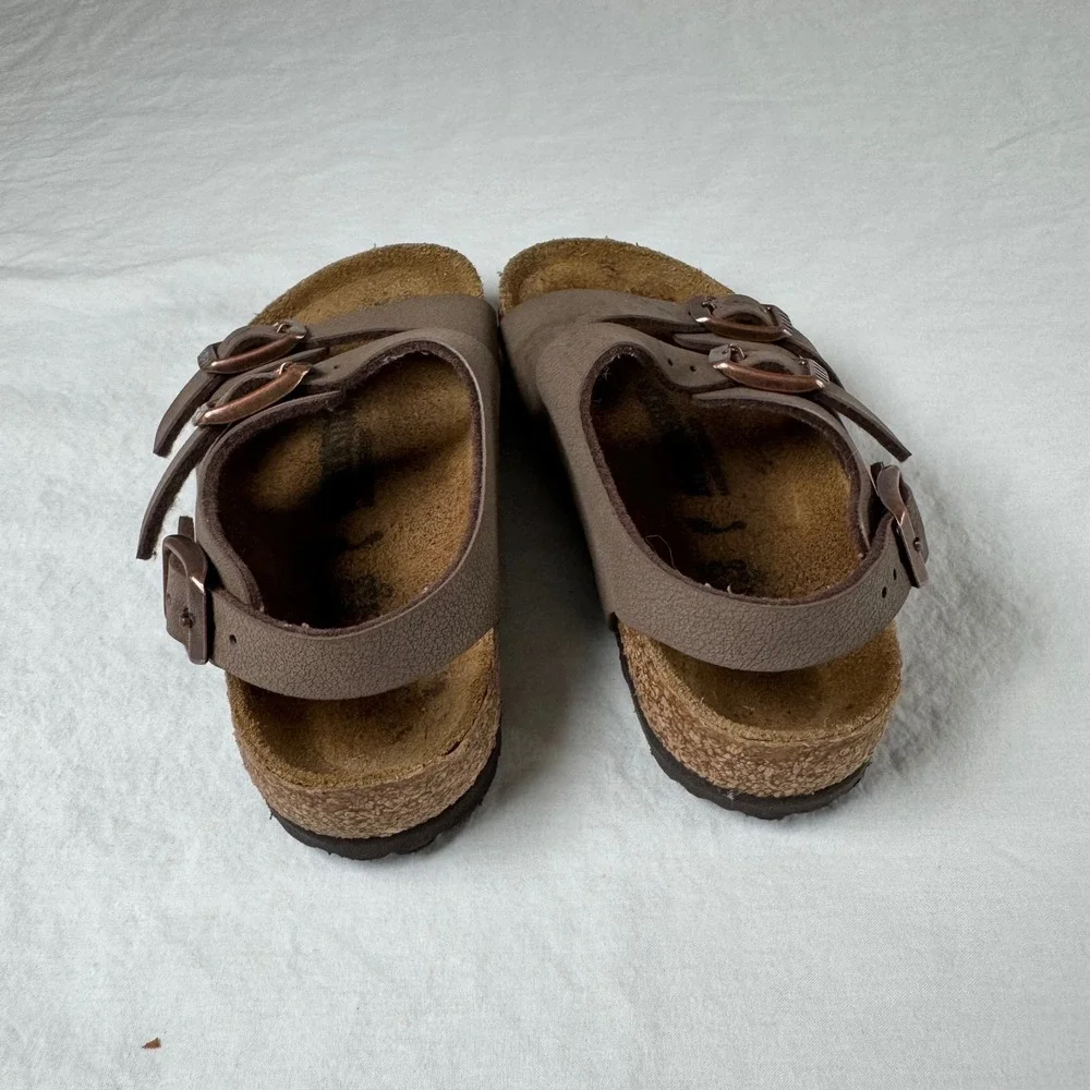 Birkenstock Kids's Size 25 US 7 Mocha Milano Birko-Flor Backstrap Sandals